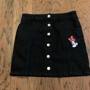 Disney Minnie Mouse Patch Black Denim Skirt - L